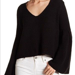 Black Free People Bell Sleeve Pullover Sweater